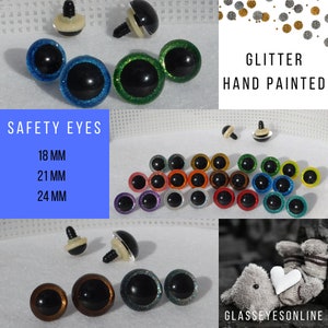 12 PAIR Safety Eyes SPARKLE Color Sets with washers Size 18mm to 24mm For Teddy Bears, Dolls, Puppets, Fantasy Characters and Monsters SRP