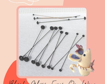 6 PAIR GLASS EYES on Wire Solid Black Choose 1mm to 8mm for Teddy Bears Dolls Needle Felting Polymer Clay Sculpture Carving Crafts  201