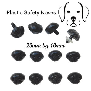 12-tlg. 23 mm oder 24 mm oder 25 mm breite strukturierte schwarze Kunststoff-Sicherheitsnasen mit Unterlegscheiben für Teddybären, Welpen, Plüschtiere (PN-1)