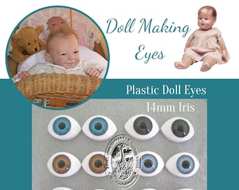 6 PAIR Doll Making Eyes Plastic Oval 14mm IRIS  18mm X 27mm for Dolls, Puppets, Carving, Sculpture, Fantasy Characters ( A-1 )