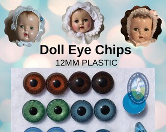 6 PAIR 12mm Plastic Doll Eyes Iris, Lens, Pupil with Flat Back for Dolls, Puppets, Trolls, Jewelry Design, Crafts, Fish Lures ( LN-1 )