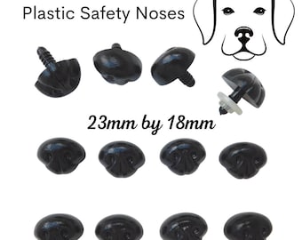 12 pc. 23mm or 24mm or  25mm Wide Textured Black Plastic Safety NOSES  with washers for teddy bears, puppies, plush animals ( PN-1 )