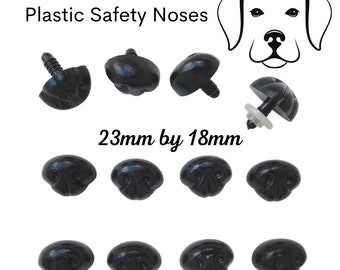 12 pc. 23mm or 24mm or  25mm Wide Textured Black Plastic Safety NOSES  with washers for teddy bears, puppies, plush animals ( PN-1 )