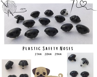 12 Teddy Bear or Puppy Noses 3 Styles  27mm or 28mm or 29mm Wide Black Safety Nose For Plush Animals Sewing, Crochet ( PN-1 )