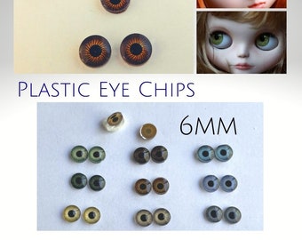 Doll Eyes 9 PAIR 6mm Plastic Eye Chips Flat Glue On Backs for Doll, Troll, Jewelry Design, Puppet, Fantasy Character, Arts & Crafts ( LN-1 )