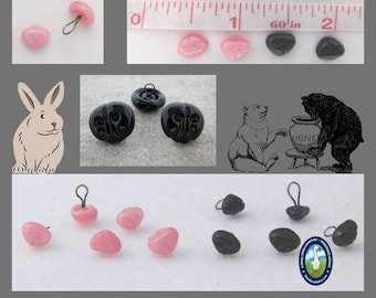 6 ea. 8mm or 10mm or 12mm Glass Noses with Sew On Wire Loops For Teddy Bears, Puppies, Plush Animals, Fantasy Creatures GN-1