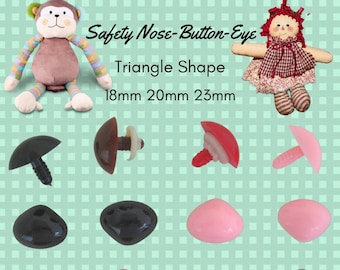 20 pc.  Triangle Plastic Safety Noses, Buttons, Eyes 18mm or 20mm or 23mm for Puppets, Teddy Bears, Dolls, Sew, Crochet, Knit ( TN )