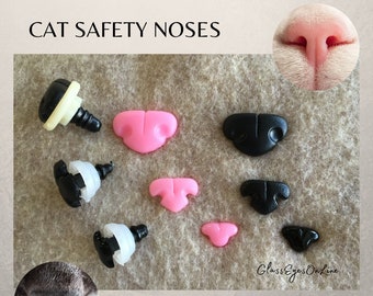 12 Cat Noses 9mm, 11mm, 12mm, or 18mm With Washer For Cat, Kitten, Fantasy Character, Sewing, Crochet, Pink & Black ( CTN-1 )