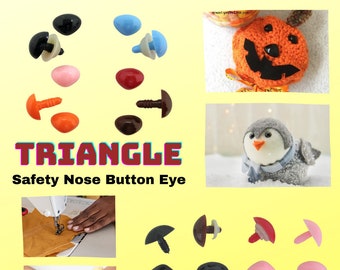 24 pc. 12mm or 15mm TRIANGLE Shape Plastic Safety NOSES, Buttons, Eyes, Snowman, Puppet, Doll, Teddy bear Sew, Crochet, Amigurumi  ( TN-1 )