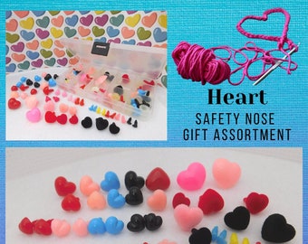Heart Safety Nose Button Eyes Gift Assortment For Crafter You Love Assorted Sizes & Colors Crochet Amigurumi Sewing Teddy Bear Doll  HNA-3