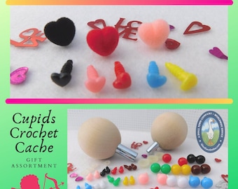 Cupids Crochet Cache Gift Assortment Safety Eyes Heart Shaped Noses Insertion Tool for Crochet Sewing Knitting Amigurumi Crafts