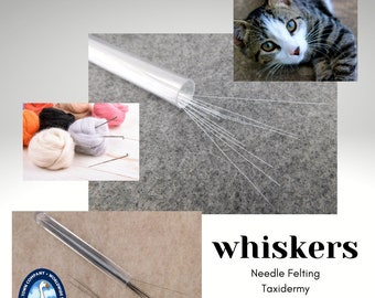 50 Whiskers Plastic For Kitty Cats, Mice, Puppy Dogs Animals Black or White Use in Needle Felting, Taxidermy, Sculpture, Arts & Crafts