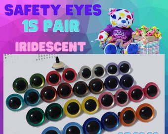 15 PAIR 18mm or 21mm or 24mm Safety EYES Iridescent Colors for large craft projects, puppets, teddy bears, dolls, sew, crochet  ( IPE-1)