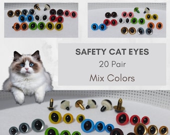 1 Pair 12mm Article Z Plastic Sew On Eyes Available in 15 Colours Oval Slit Pupils Teddy Bear Cat Dragon Plush Toy Stuffed Animal