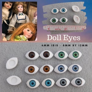 6ペア ドールアイ プラスチック 楕円形 クラフトアイ 6mm 虹彩 全体サイズ 8mm x 12mm トロール人形 妖精 彫刻 彫刻 ジュエリーデザイン A-1
