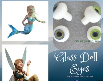 1 PAIR Glass Doll Eyes 12mm Solid Glass Craft Eyes for Dolls, Fairy, Mermaid, Fantasy, Ooak, Sculpture, Bisque, Polymer Clay, Carving  TCDE