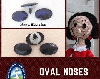 6 Oval Safety Noses, Buttons, Eyes 37mm or 30mm with Washers for Puppet, Doll, Teddy Bear, Fantasy, Plush Animal Crochet Sewing Crafts ON-1