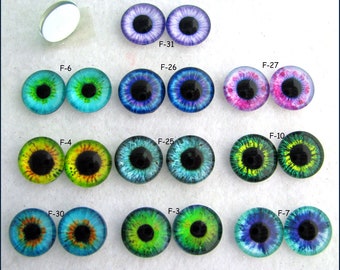 Blue vintage glass eyes assorted sizes 2 pairs of each of 8 mm 6 pairs of eyes 10 mm and 12 mm