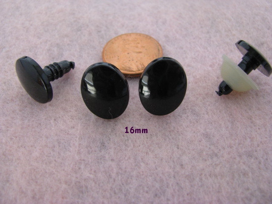  Oval Safety Noses Buttons Eyes 6 Pieces (Black, 30mm)