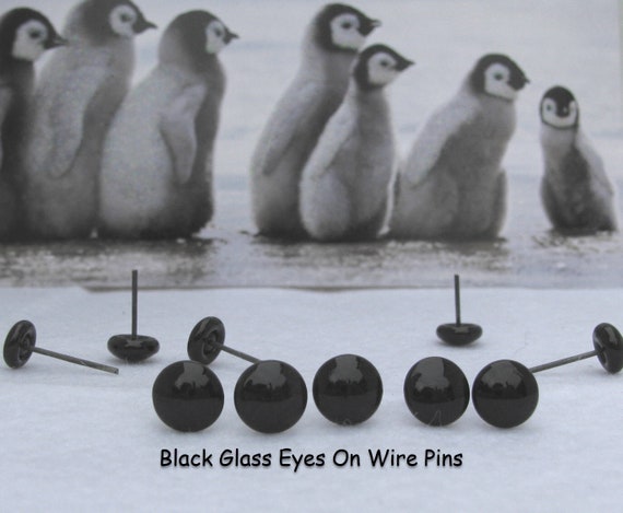 20 PAIR Glass Eyes on Wire Pins Choose Size 3mm to 8mm for Needle
