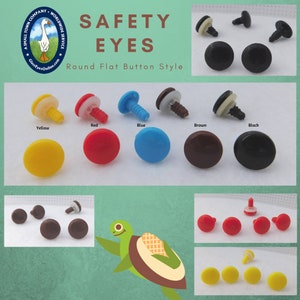 10 PAIR 9mm Safety Eyes, Noses, Buttons Flat No Pupil for Teddy Bear, Doll, Cartoon, Anime, Crochet, Sew, Amigurumi  RBE-1