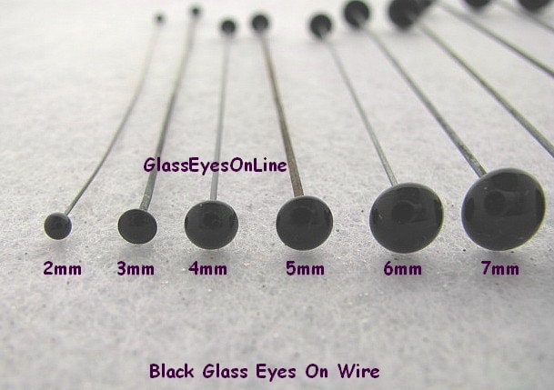 Black Glass Eyes no Wire 12mm