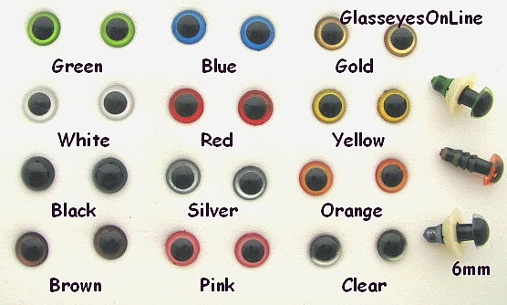 6mm Blue Color Round Craft Eyes with Black Pupils with washers 5