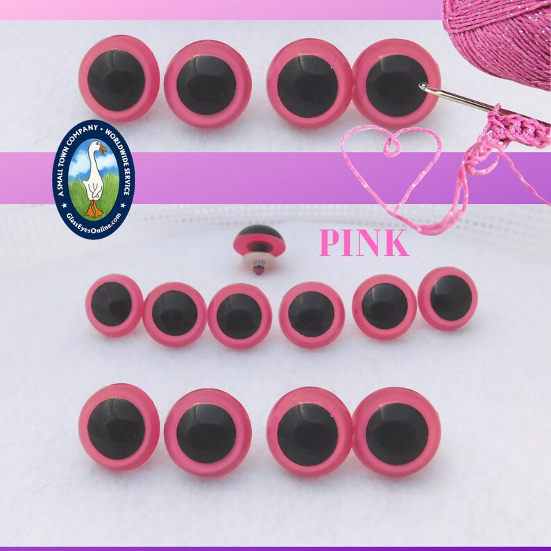 5 PAIR 24mm or 27mm or 30mm or 34mm Plastic Safety Eyes Choose ONE Color for puppet, teddy bear, doll, plush animal, sew, crochet PE-1 image 8