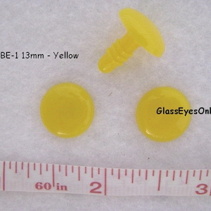 10 PAIR 10mm or 13mm or 17mm Safety Eyes, Noses, Buttons Flat No Pupil for Teddy Bear, Doll, Cartoon, Anime, Crochet, Sew, Amigurumi RBE-1 Yellow