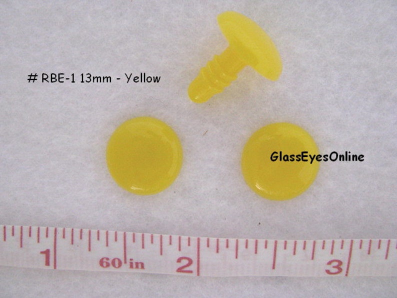 10 PAIR 10mm or 13mm or 17mm Safety Eyes, Noses, Buttons Flat No Pupil for Teddy Bear, Doll, Cartoon, Anime, Crochet, Sew, Amigurumi RBE-1 Yellow