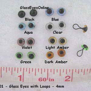 7 Pair Glass Sew On Eyes With Wire Loops Choose Size 4mm to 8mm Mix Transparent Colors For Teddy Bear Doll Needle Felting Sewing LP-201 image 2