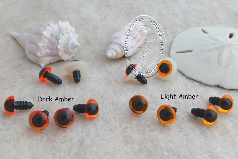 12 PAIR Acrylic Safety Eyes Amber With Plastic Washers 6m or 8mm or 9mm or 10mm or 12mm For Sewing, Crochet, Teddy Bear, Doll, Crafts APE image 6