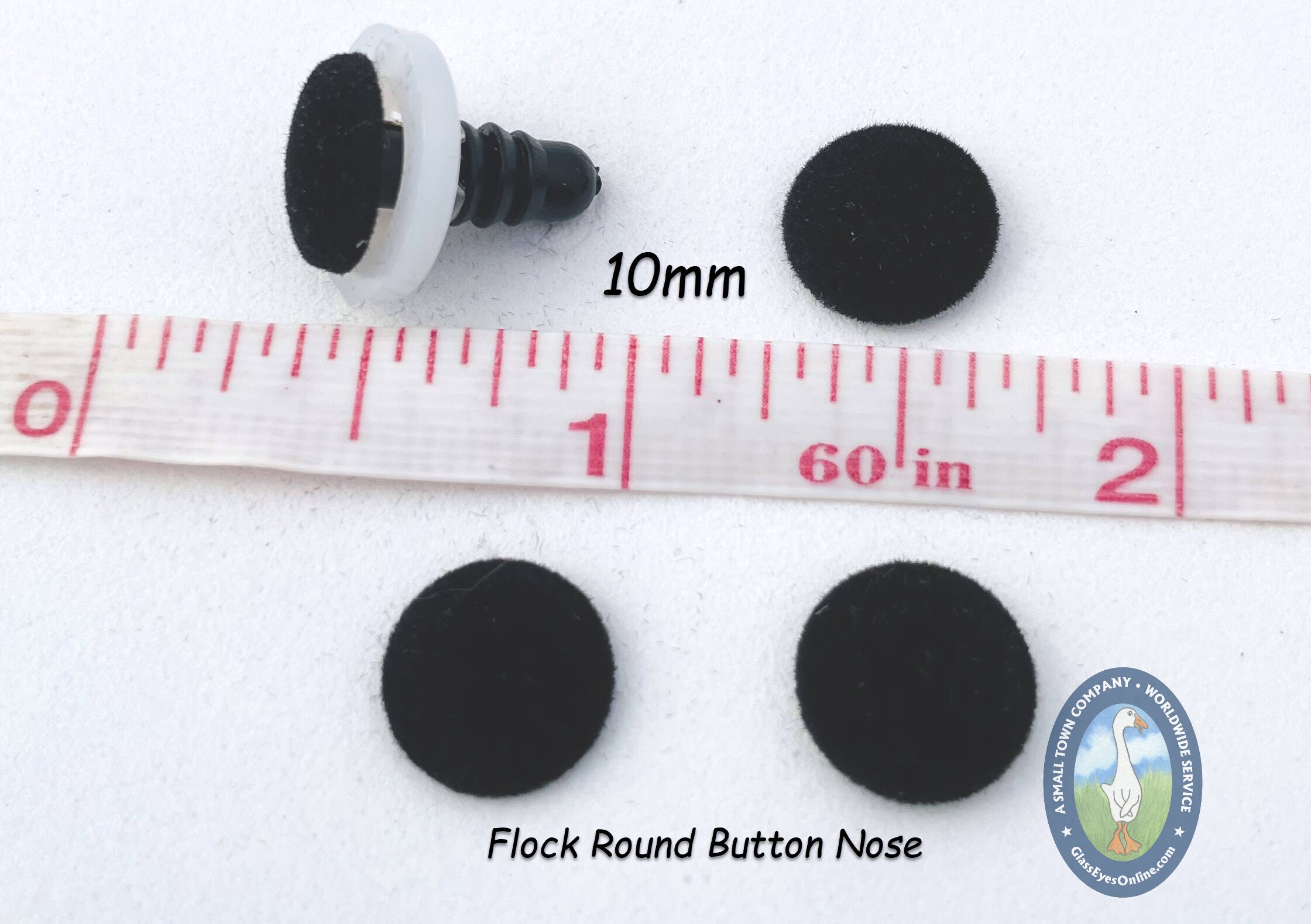 12 Flock Round Button Safety Noses Crochet Sewing Needle Felting Crafts  FRBN
