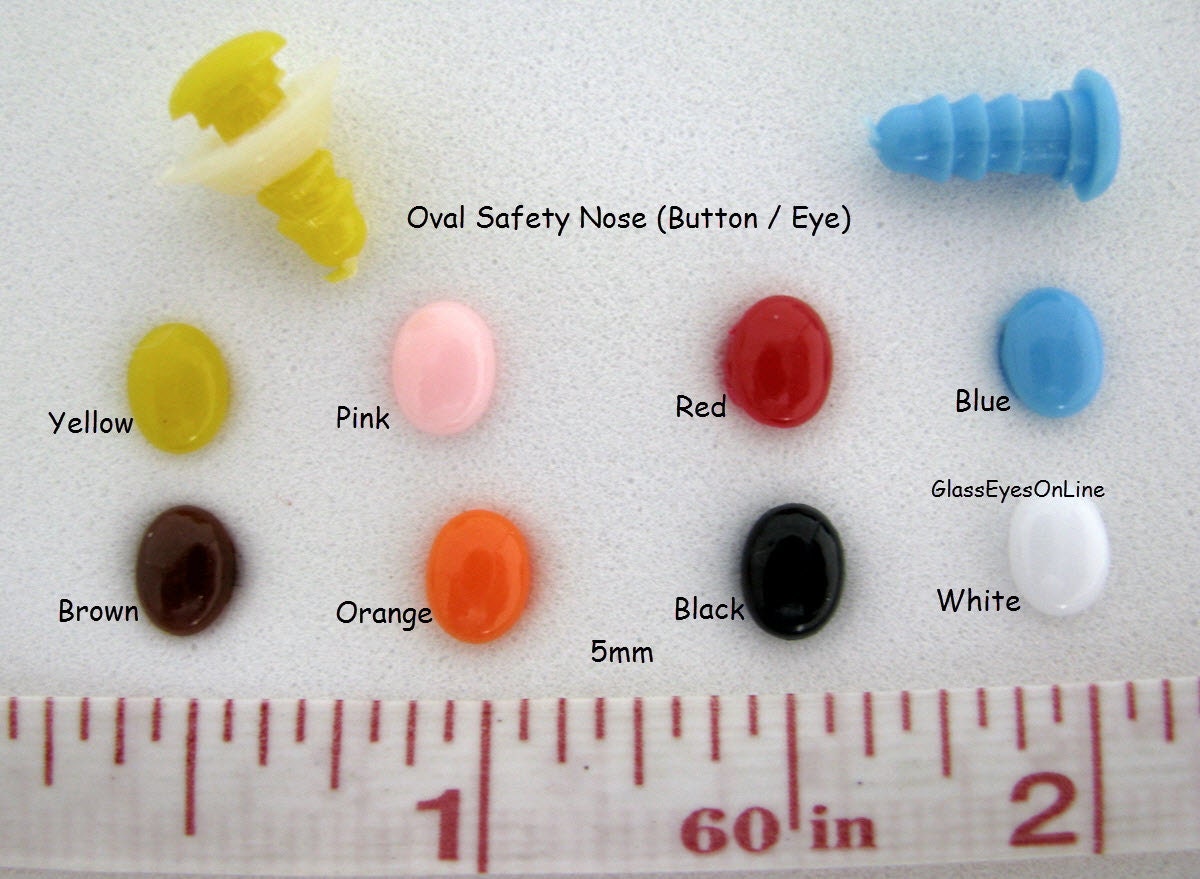 20 pc Hello Kitty Nose 5mm to 25mm Yellow Oval Safety,Nose, Button Eye  (HKN-1)