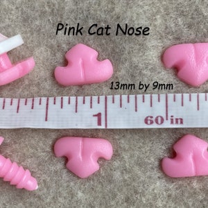 12 Cat Noses 9mm, 11mm, 12mm, 13mm, or 18mm With Washer For Cat, Kitten, Fantasy Character, Sewing, Crochet, Pink & Black CTN-1 13mm X 9mm Pink