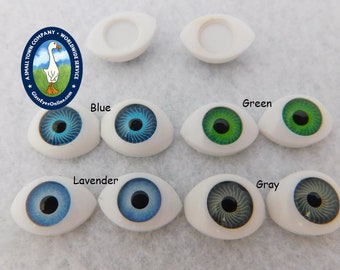 7 PAIR  Oval Plastic Doll Eyes 8mm IRIS  10mm x 15mm  Trolls, Mermaids, Fairies, Puppets, Jewelry Design,  Carving, Sculpture, Crafts( A-1 )