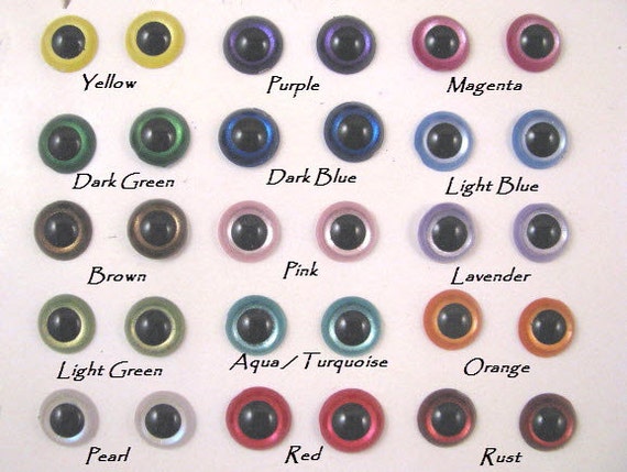  Safety Eyes No Pupil 14 Pair Mix Colors (12mm)