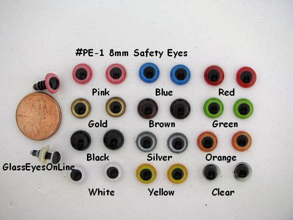 12 PAIR Safety EYES 10mm or 12mm or 15mm CLEAR Frogs, Dragons, Cats SPE-1