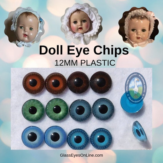 6 PAIR 12mm Plastic Doll Eyes Iris, Lens, Pupil With Flat Back for Dolls,  Puppets, Trolls, Jewelry Design, Crafts, Fish Lures LN-1 