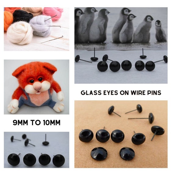 20 PAIR Glass EYES on Wire Pins 9mm to 10mm for Needle Felting, Sculpture,  Carving, Polymer Clay, Arts & Crafts, Decoys, Lures, GP-201 -  Ireland