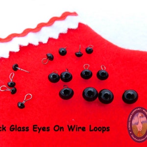 May include: Black glass eyes on wire loops. These eyes are great for crafts and projects.