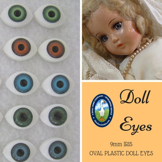 A-1 Carving 8 PAIR Oval Plastic DOLL EYES 7mm IRIS Doll Puppet Jewelry Design
