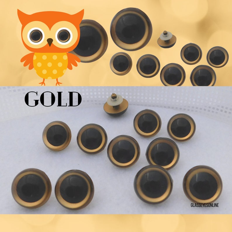 5 PAIR 24mm or 27mm or 30mm or 34mm Plastic Safety Eyes Choose ONE Color for puppet, teddy bear, doll, plush animal, sew, crochet PE-1 image 6