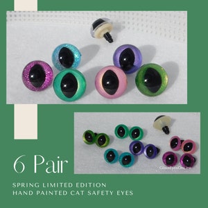 Safety Eyes 6 Pair Spring Series Hand Painted 10mm to 15mm SLIT Pupil Use in Sew Crochet Amigurumi For Dragon Craft Eyes SPSP2021
