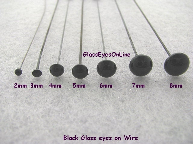 7 PAIR Asst Size 2mm to 8mm Glass Eyes on WIRE Choose Color for Teddy  Bears, Dolls, Polymer Clay Sculpture, Decoys, Fishing Lures 201 
