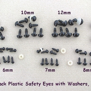 28 PAIR BLACK Plastic Safety Eyes Assorted Sizes 6mm to 13mm For Teddy Bear Puppet Doll Sewing Crochet Amigurumi PE-28PR