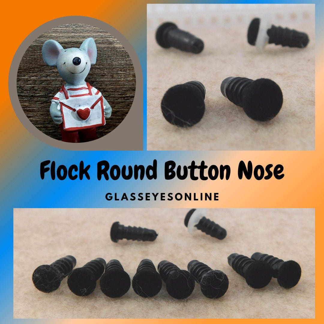 Soft Rounded Button Nose 12 Safety Noses or Eyes Flock Round Button Style 6 to 17mm With Washers ...