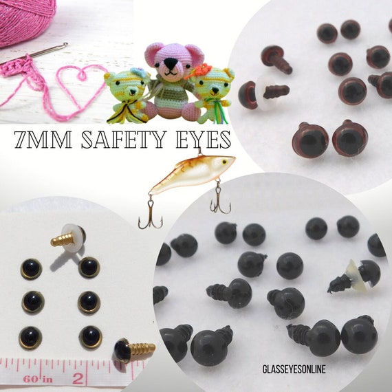 12 PAIR 7mm Plastic Safety EYES for Sewing, Crochet, Amigurumi