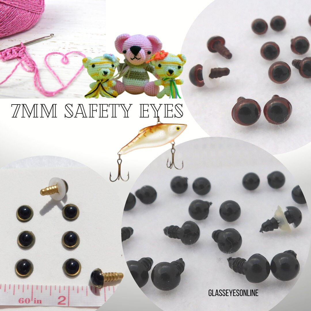 12 PAIR 7mm Plastic Safety EYES for Sewing, Crochet, Amigurumi, Arts &  Crafts, Teddy Bears, Dolls, Plush Animals, Miniatures PE-1 