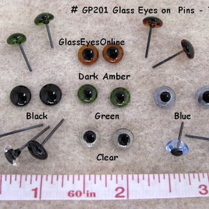 20 PAIR 7mm Glass EYES on Wire Pins for needle felted sculpture, teddy bears, felted animals,  dolls, Ooaks (GP-201)
